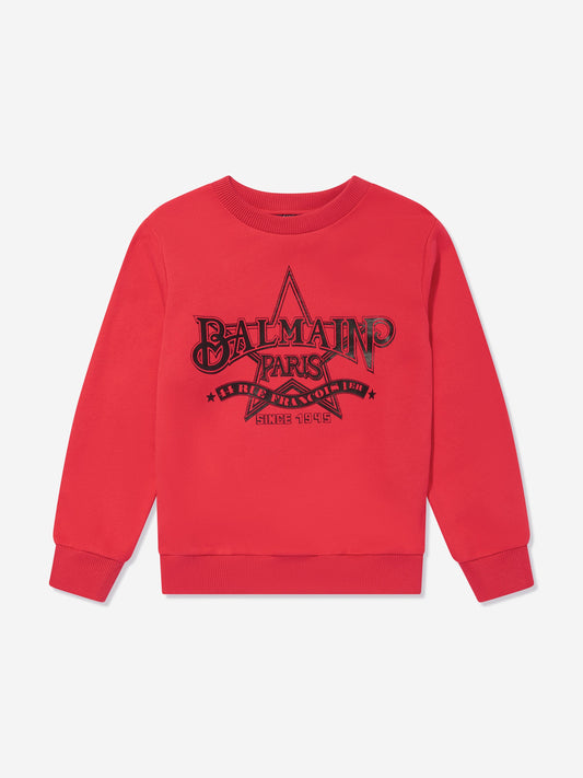 Balmain Kids 徽标运动衫(红色)