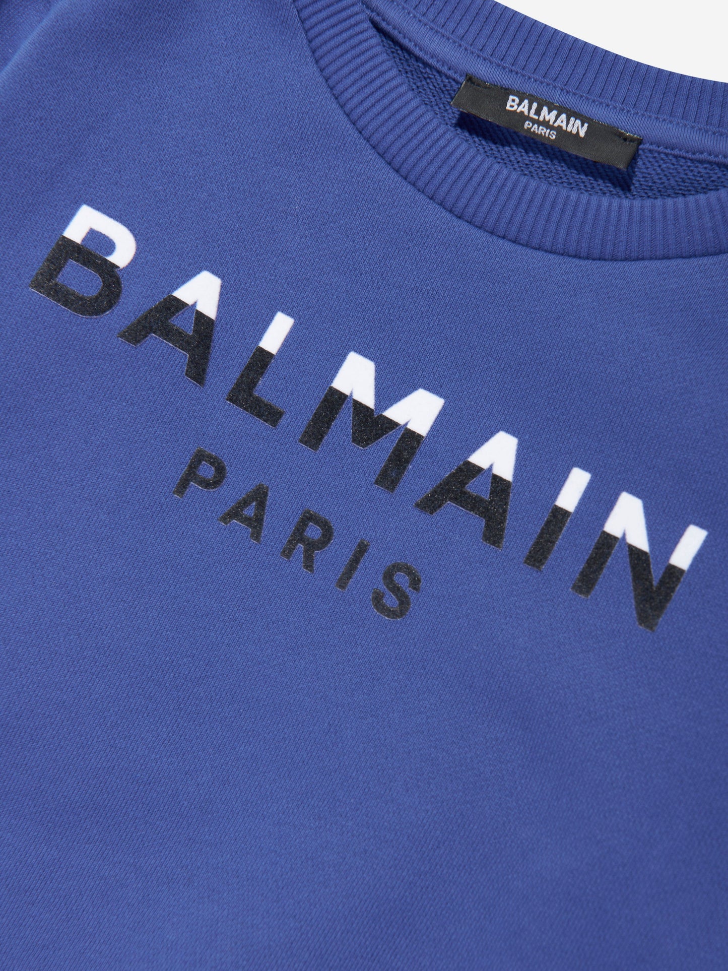 Balmain Boys 巴黎徽标蓝色运动衫