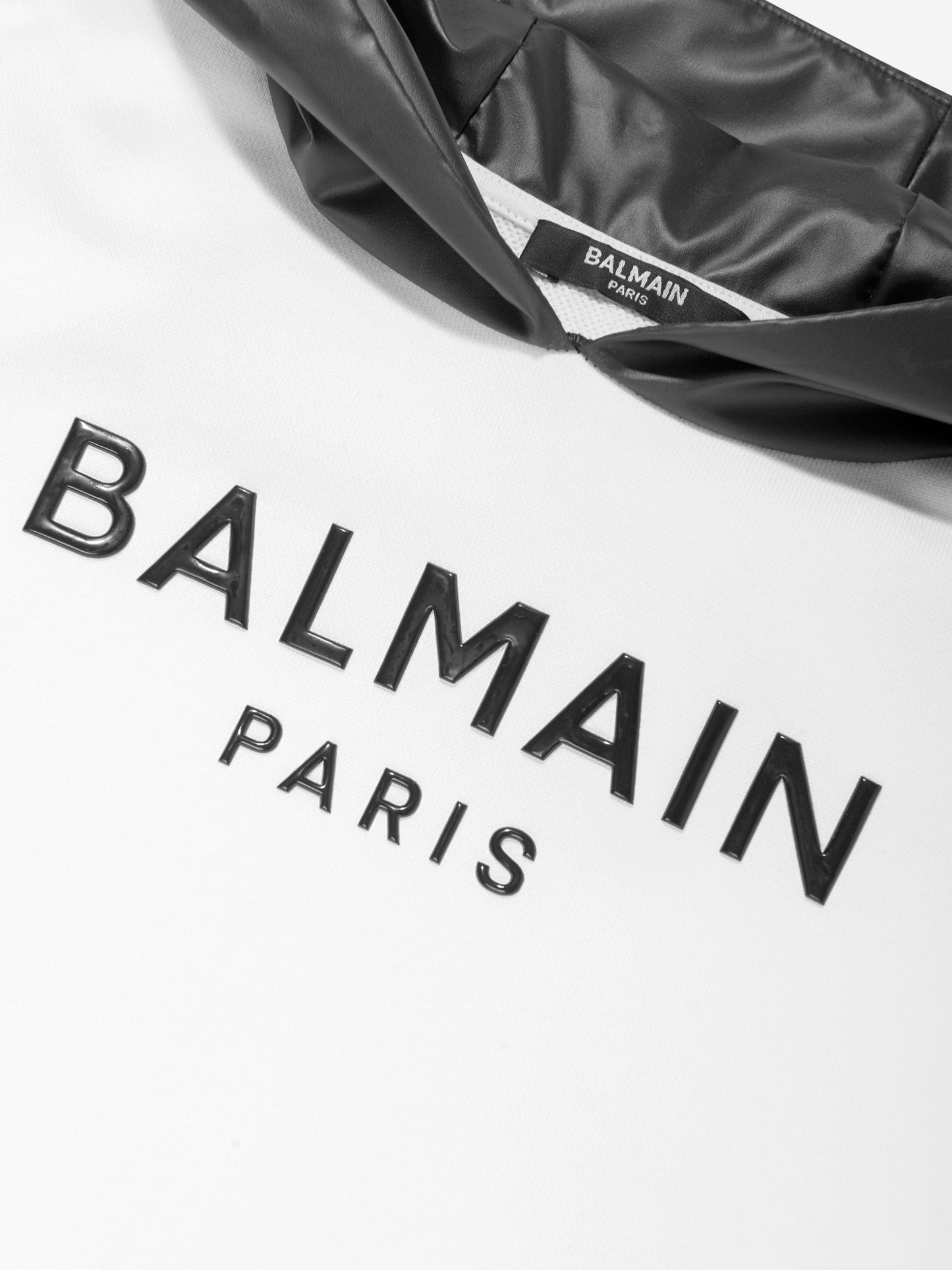 Balmain Boys 巴黎徽标白色连帽衫