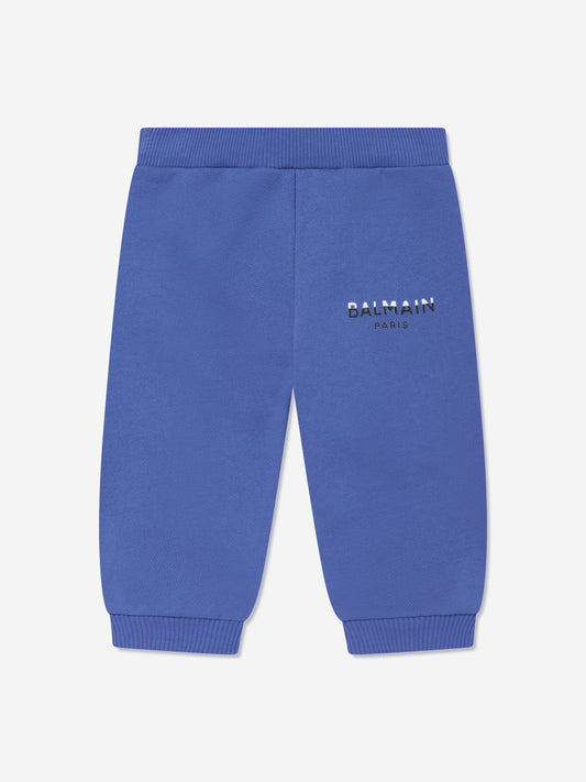 Balmain 男婴蓝色徽标慢跑裤