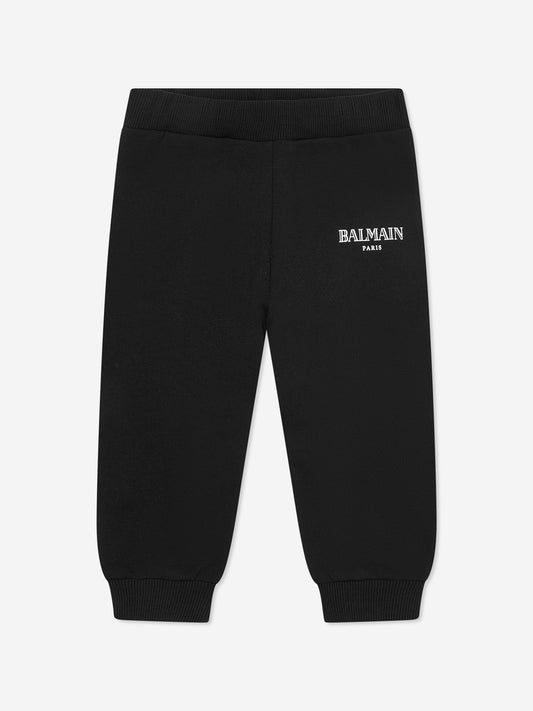 Balmain Baby Paris 徽标慢跑裤(黑色)
