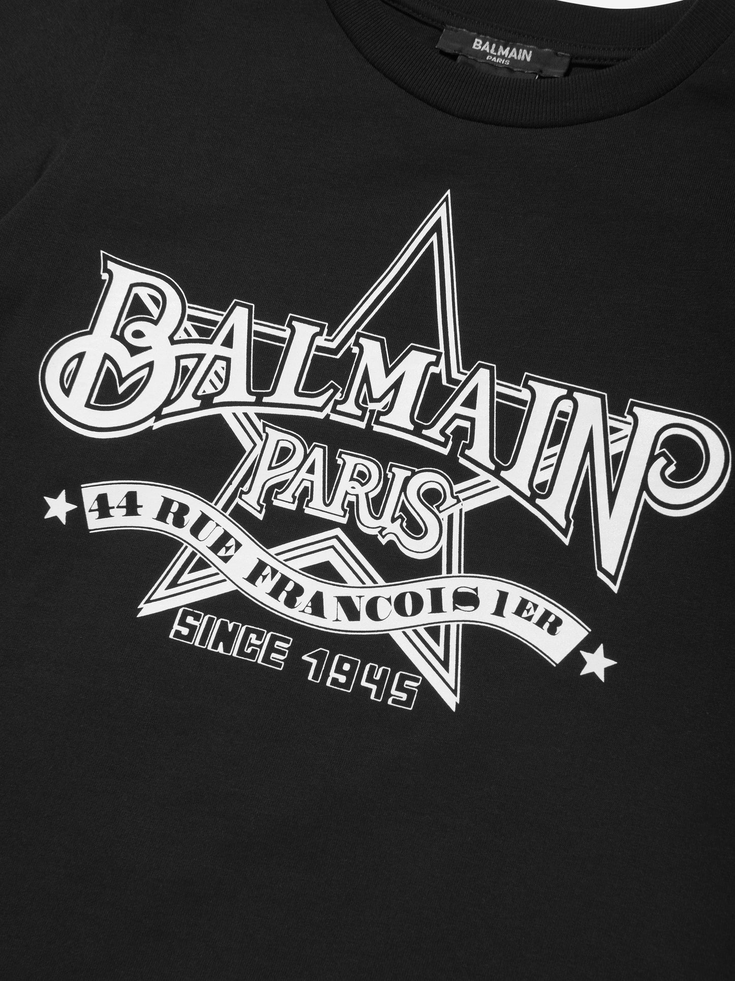 Balmain Kids 徽标印花 T 恤(黑色)