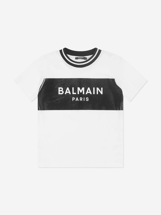 Balmain Boys 白色巴黎徽标 T 恤