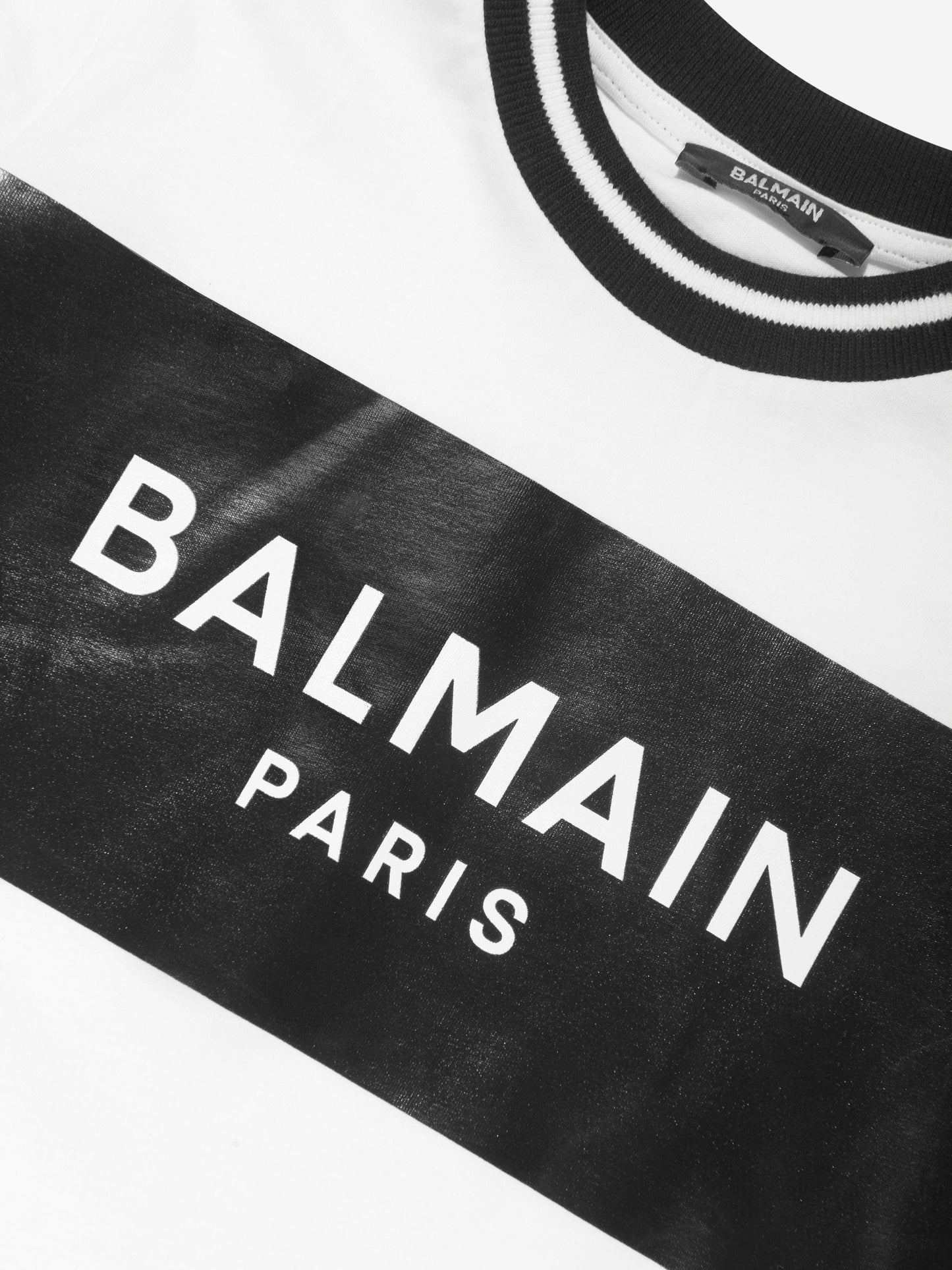 Balmain Boys 白色巴黎徽标 T 恤