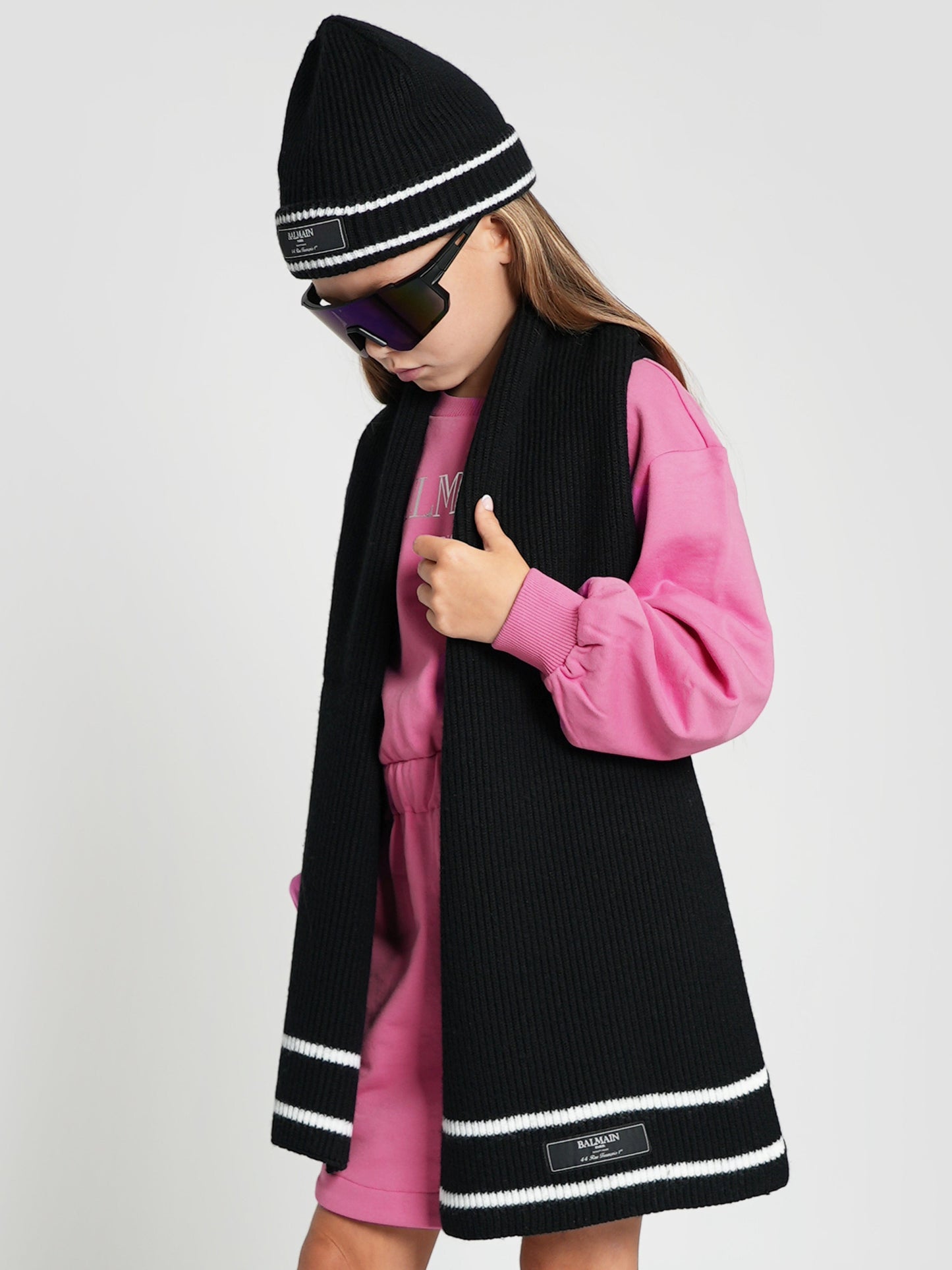 Balmain Kids 黑色针织围巾