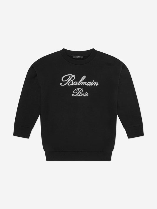 Balmain 女童巴黎徽标黑色运动衫
