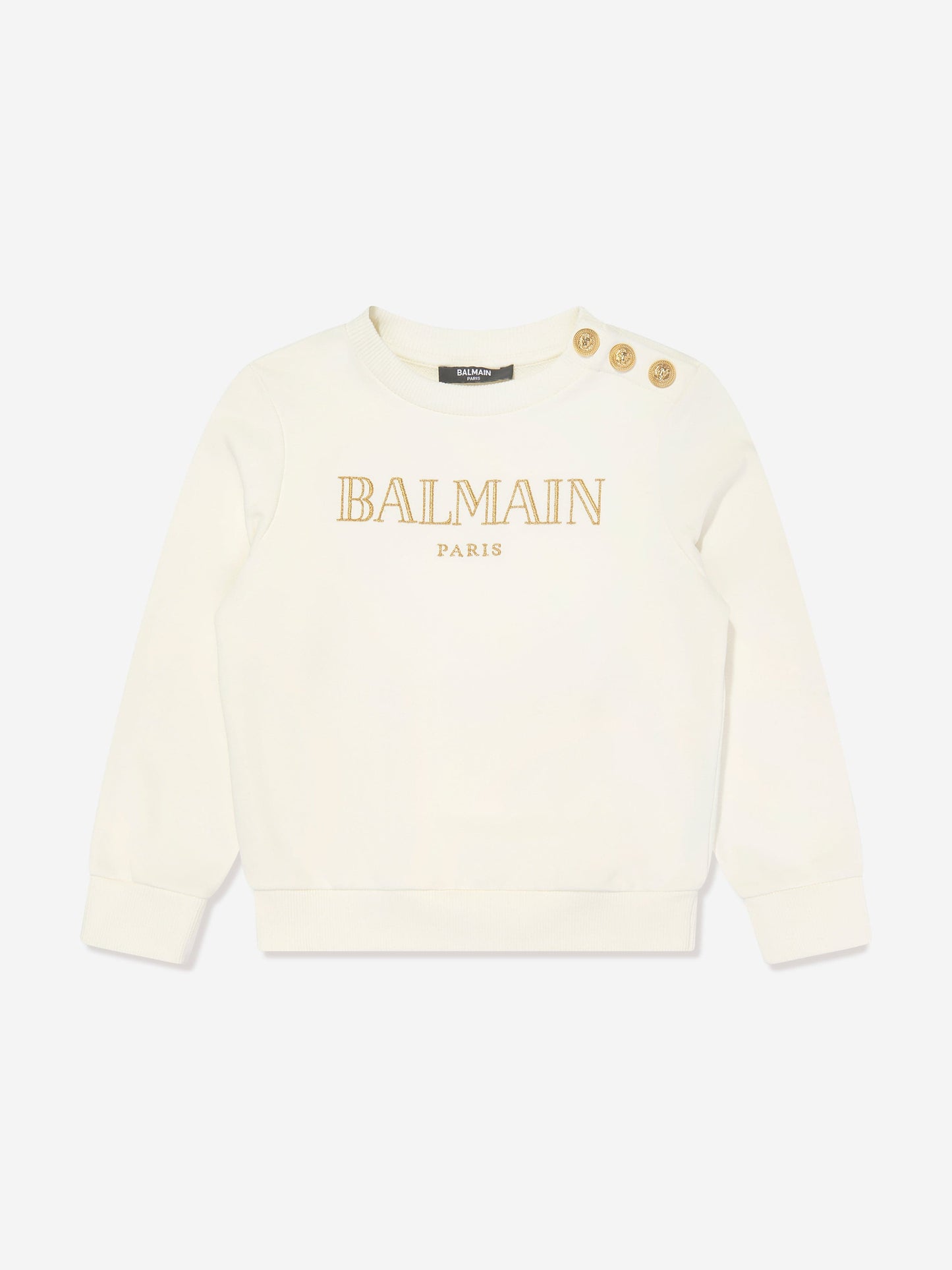 Balmain 女童巴黎徽标象牙色运动衫