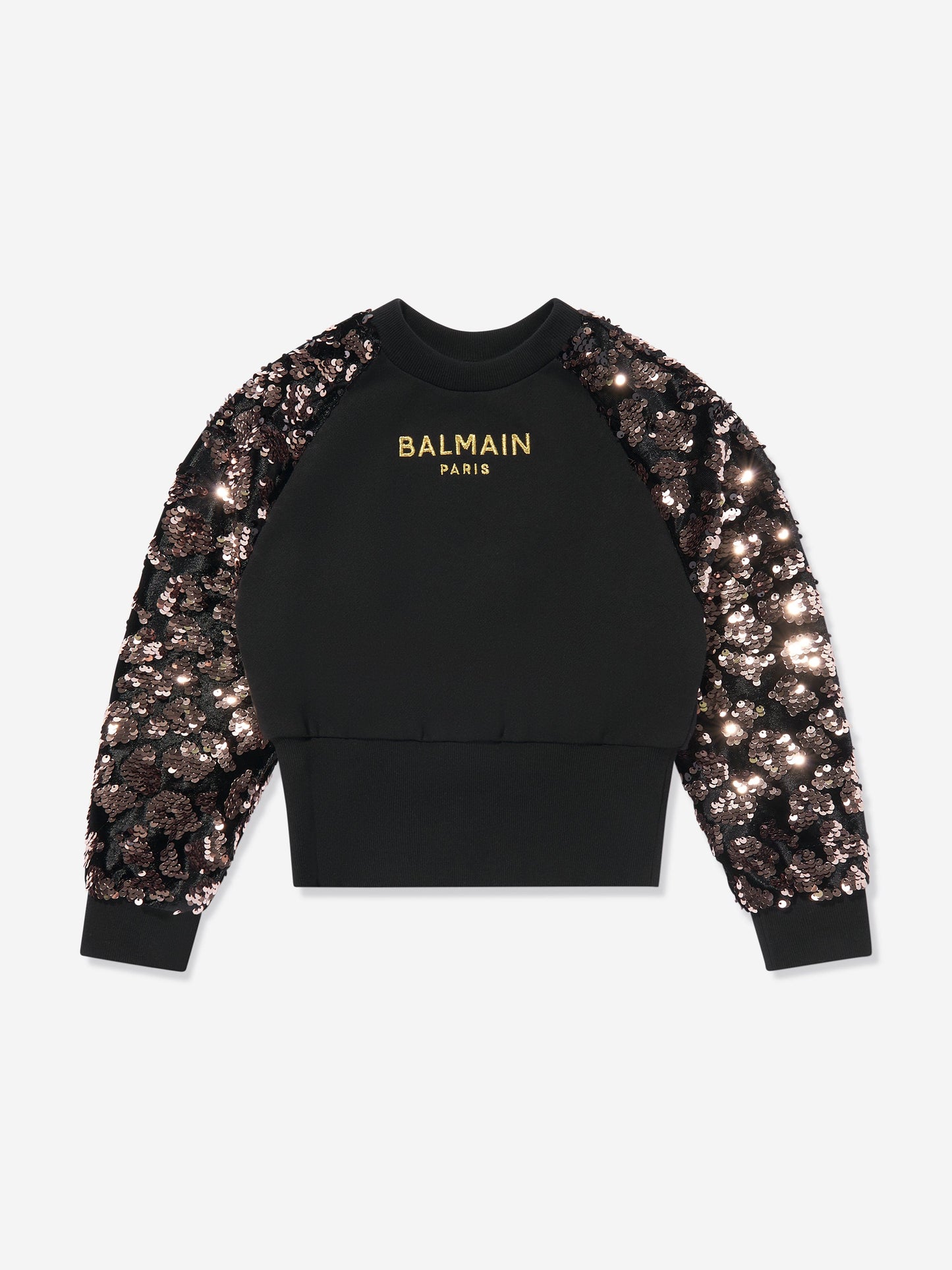 Balmain 女童亮片袖运动衫(黑色)