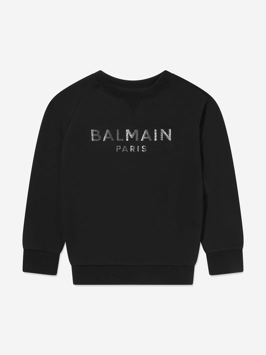 Balmain Kids Paris 徽标运动衫(黑色)