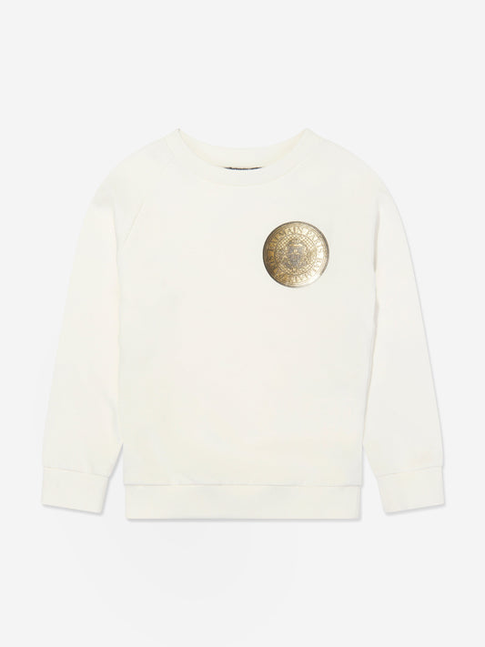 Balmain Kids 象牙色徽标运动衫