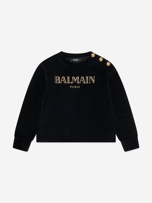Balmain Kids Paris 徽标运动衫(黑色)
