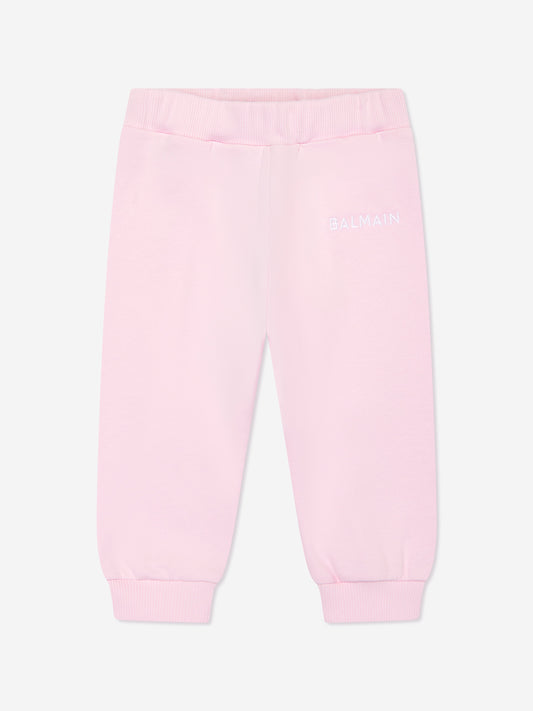 Balmain 女童粉色徽标慢跑裤