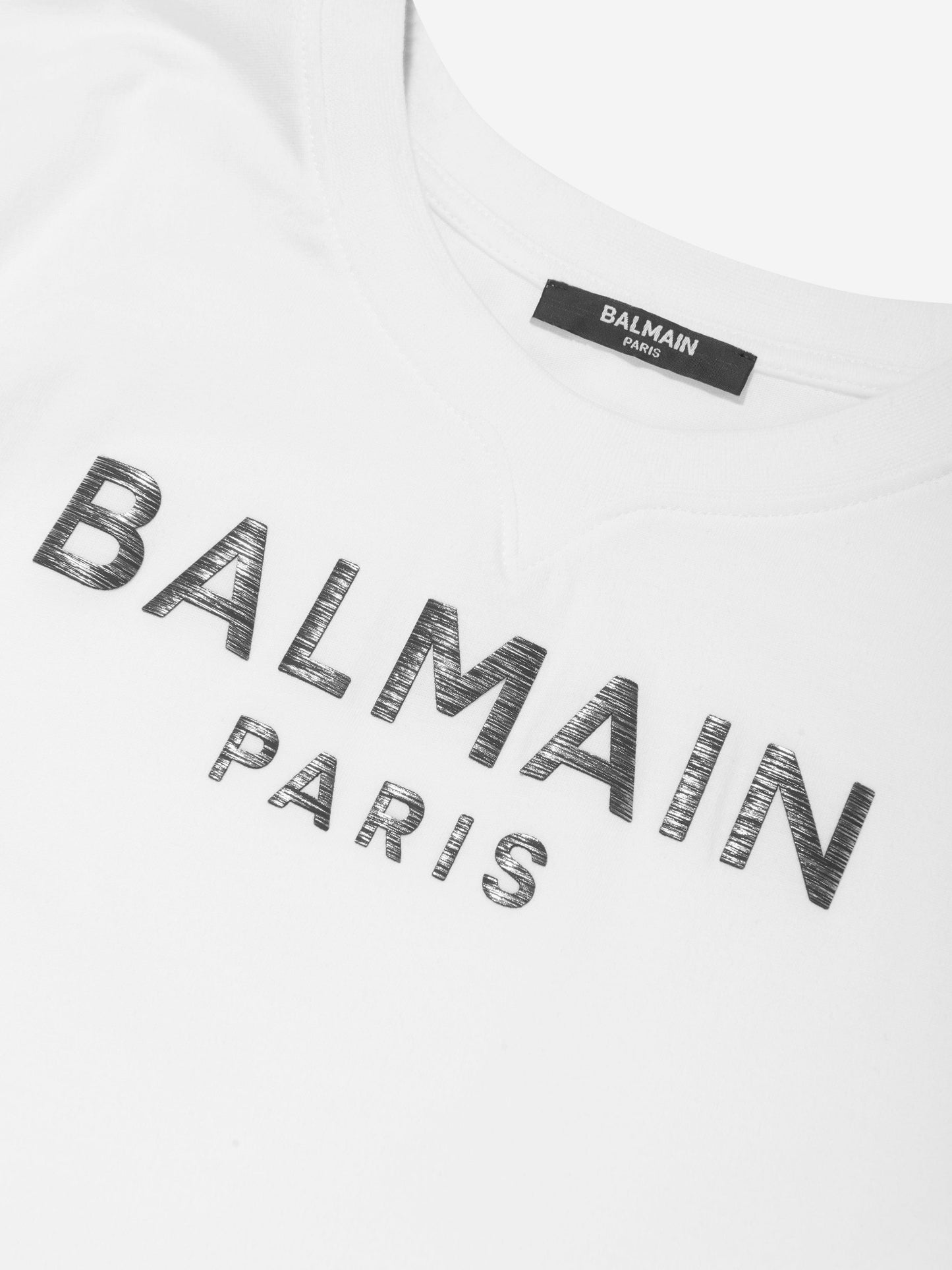 Balmain Kids Paris 徽标 T 恤(白色)