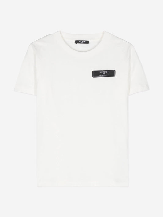 Balmain Kids 象牙色徽标 T 恤