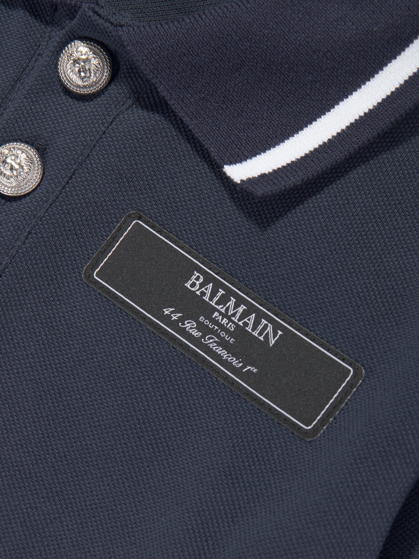 Balmain 男童长袖 Polo 衫(海军蓝)