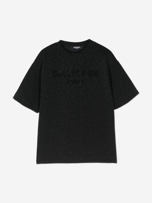 Balmain Boys 巴黎徽标 T 恤(黑色)