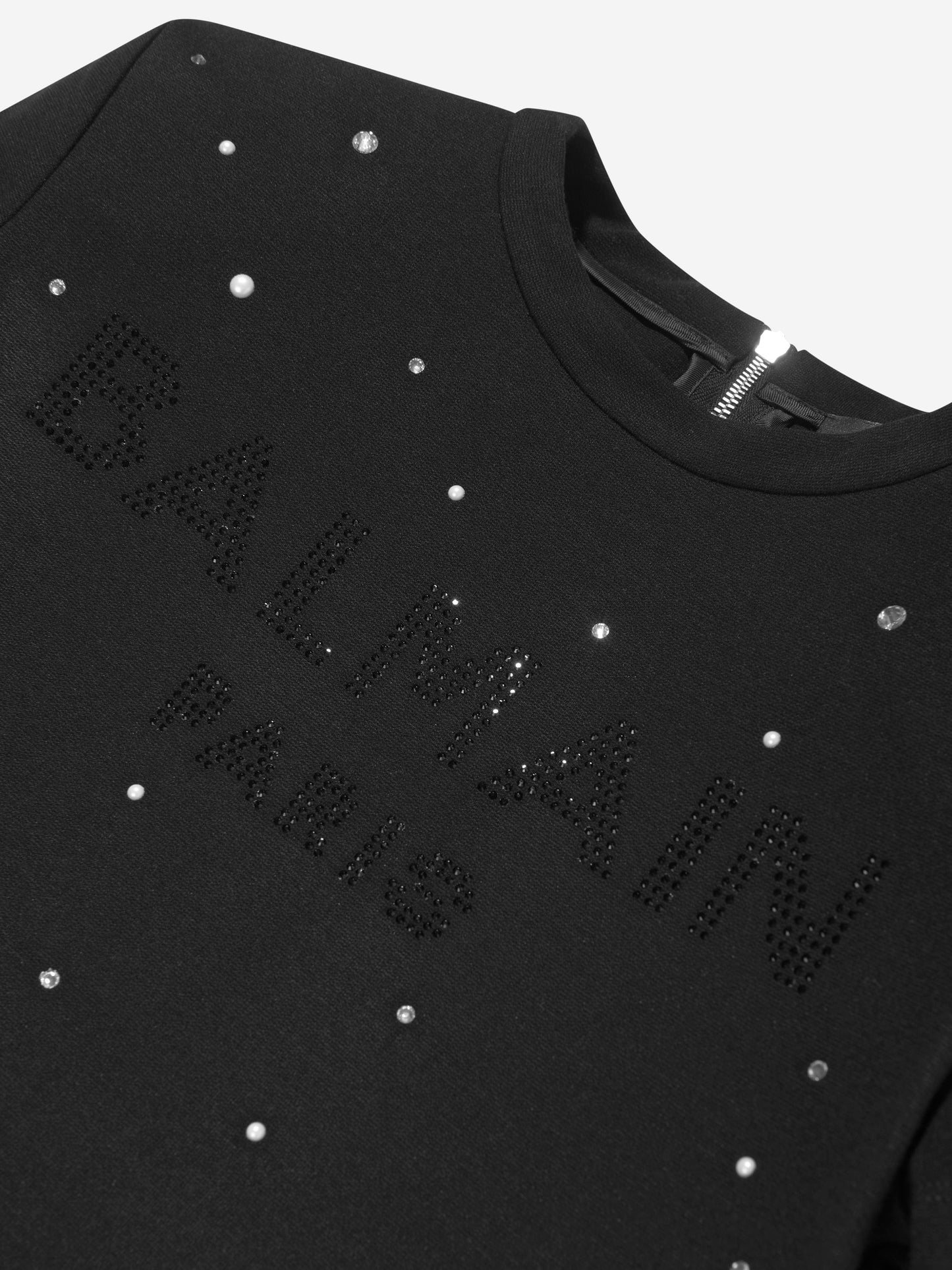 Balmain 女童 Diamante Milano 黑色连衣裙