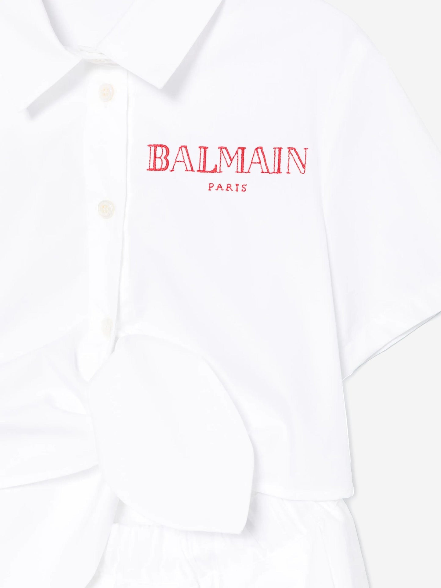 Balmain Girls Asymmetrical Shirt Dress in White