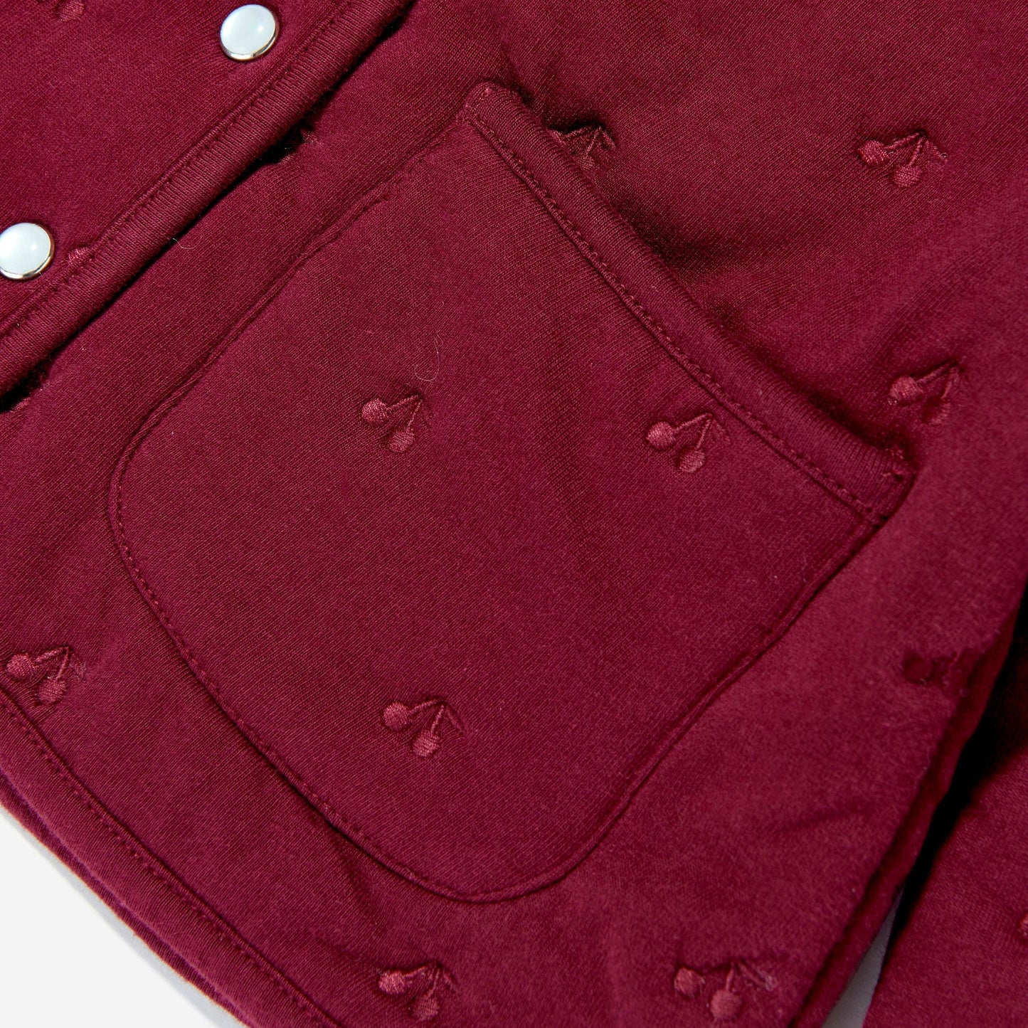 女童深红色刺绣Logo棉夹克