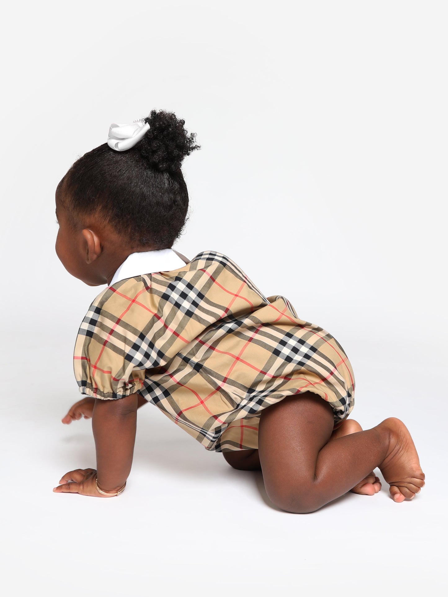 Baby Odessa 档案米色格纹连体衣