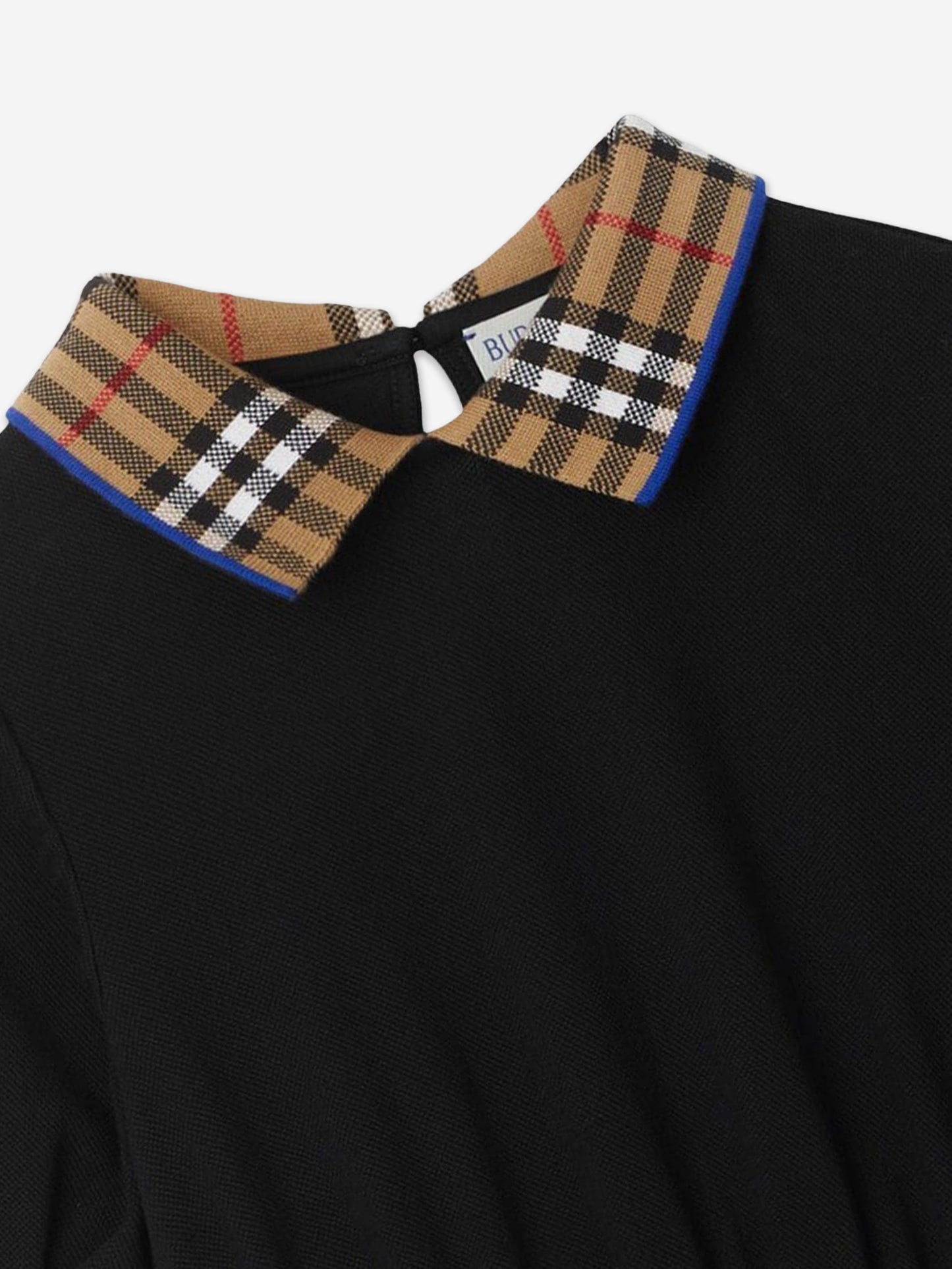 Burberry 女童 Alesea 格纹罗纹连衣裙(黑色)