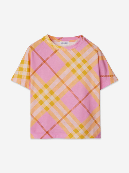 Burberry 女童 Lilia 格纹 T 恤(粉色)
