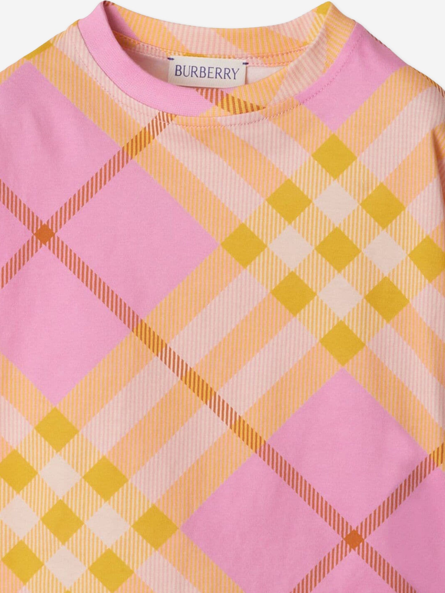 Burberry 女婴迷你 Lilia 格纹 T 恤(粉色)