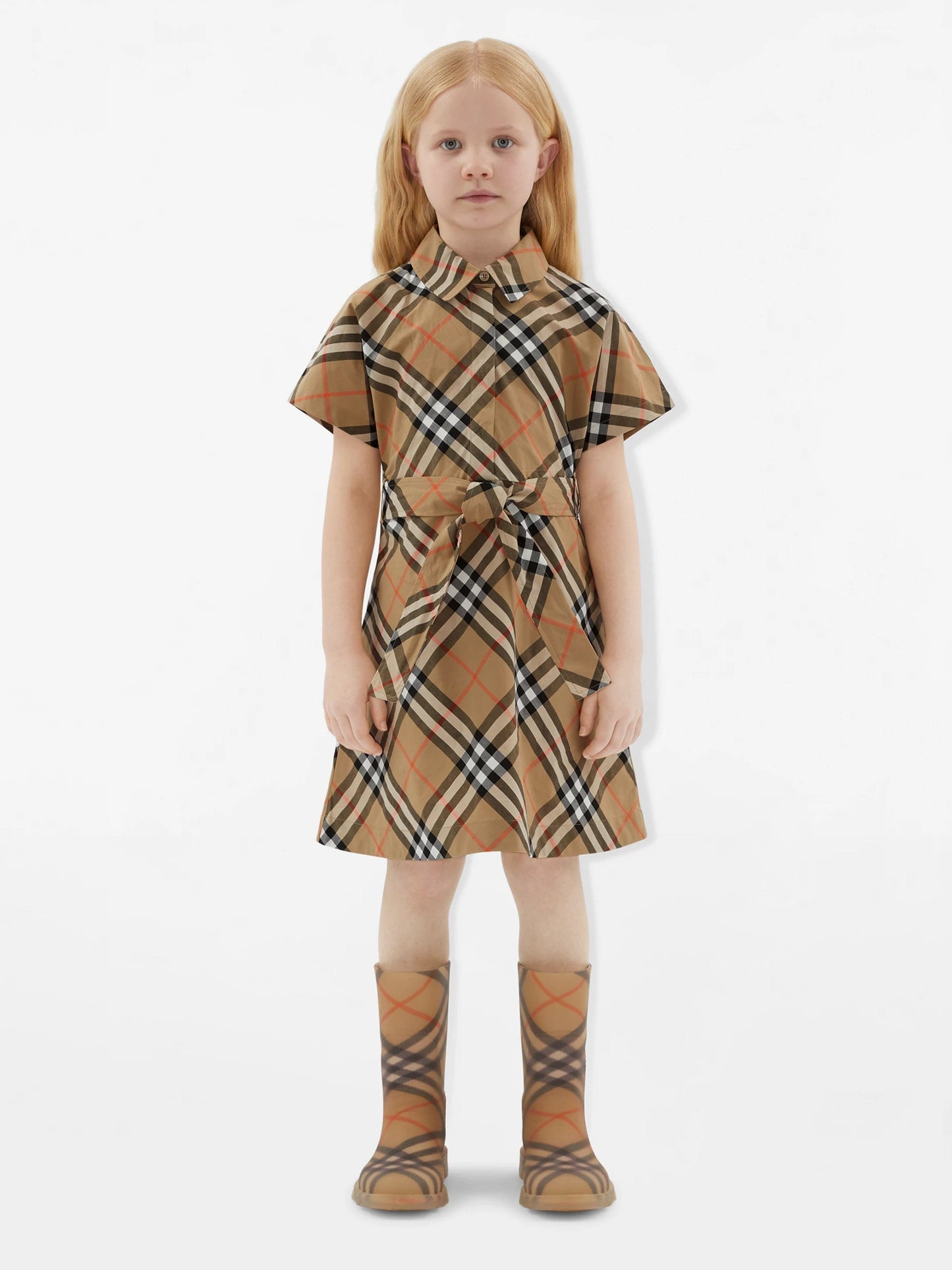 Burberry 女童 Giulietta 格纹连衣裙(米色)