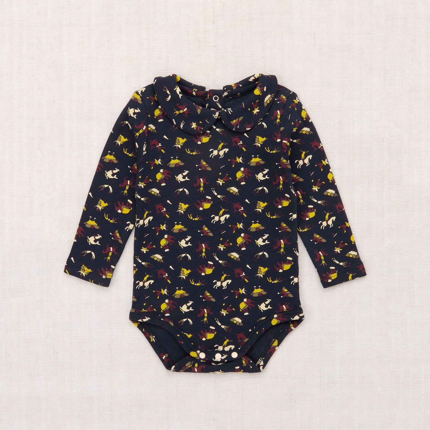 婴儿藏青色印花棉连体衣