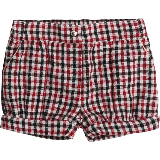 女婴胭脂红条纹短裤