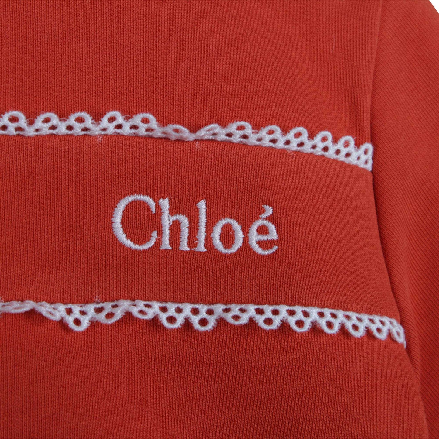 女童红色Logo棉短袖卫衣