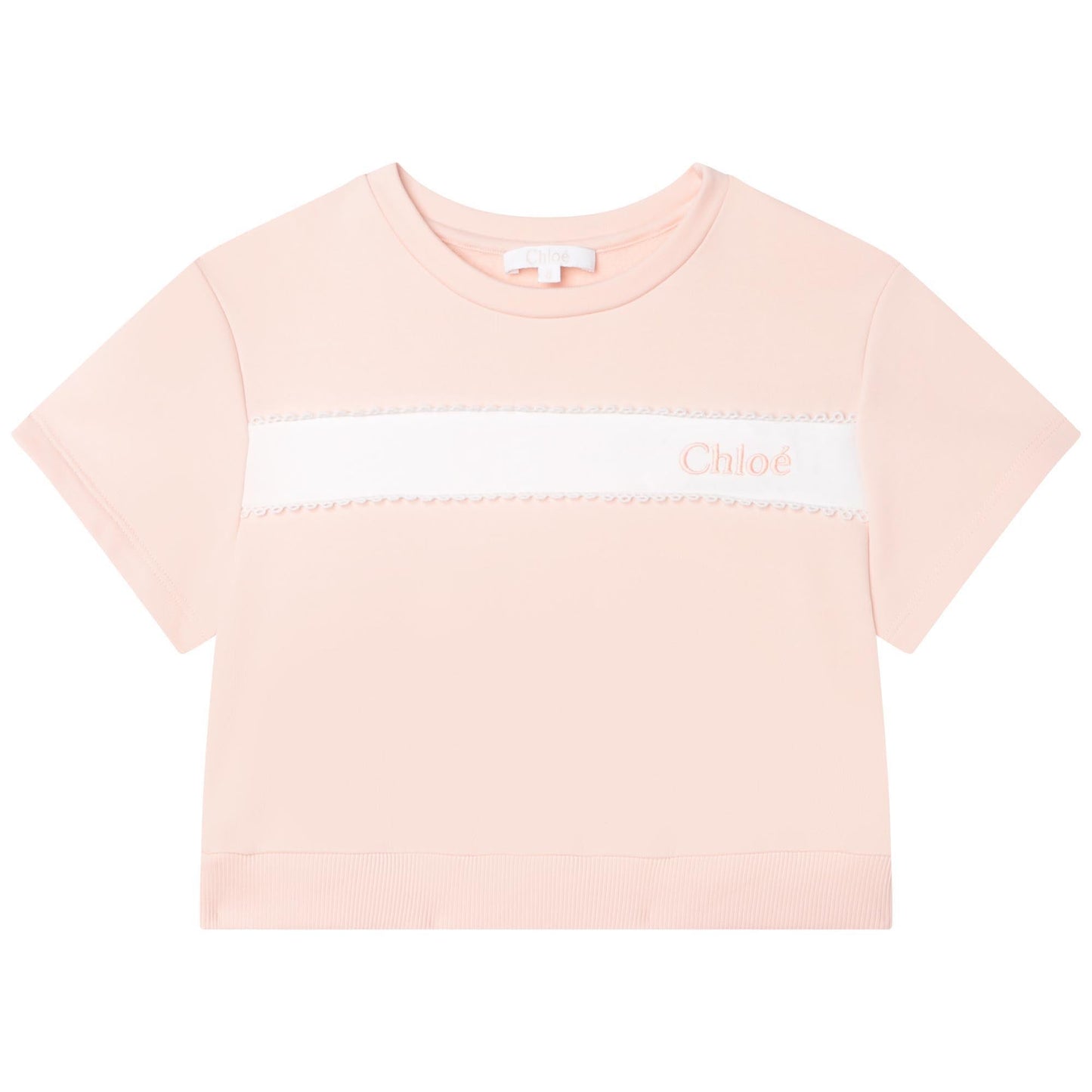 女童粉色Logo棉短袖卫衣