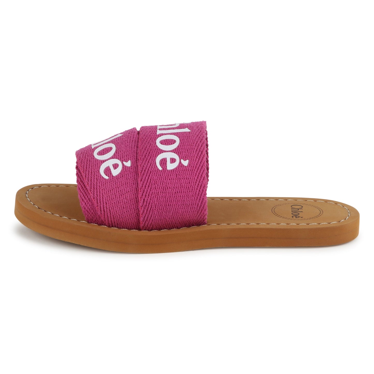 女童玫红色Logo拖鞋