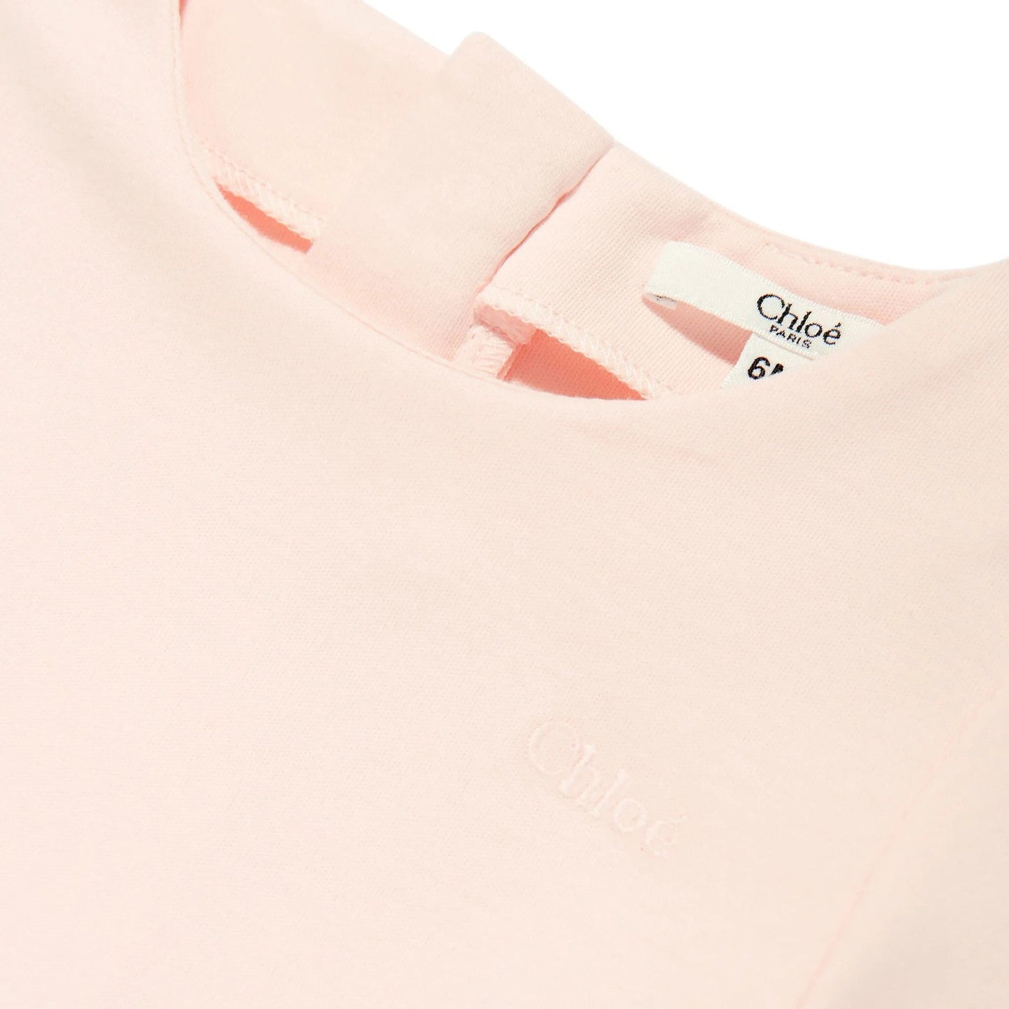 女婴浅粉色刺绣Logo棉连衣裙