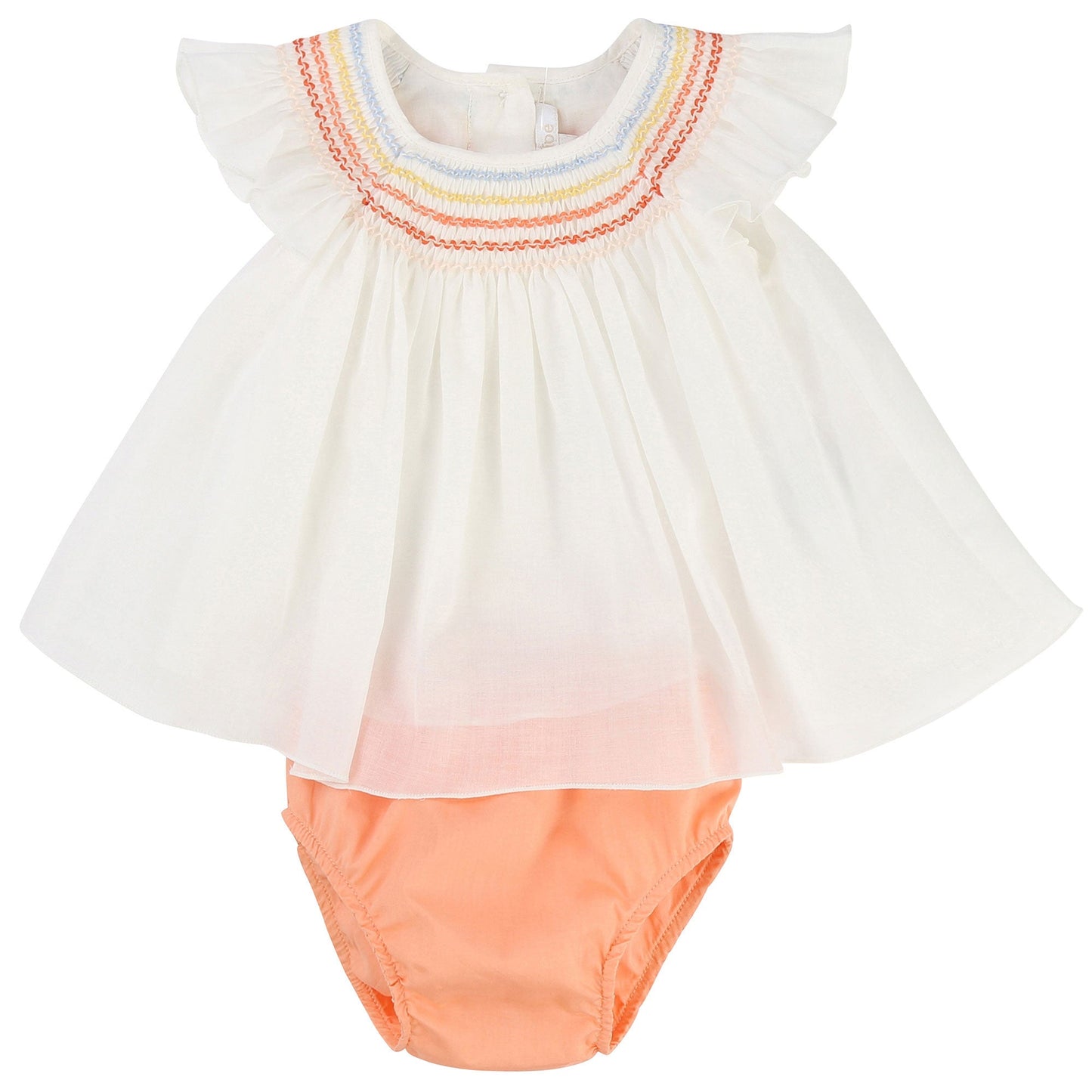 Baby Girls Peach Hand Smocked Dress