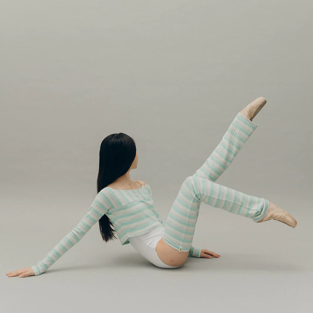 儿童蓝色条纹芭蕾舞护腿