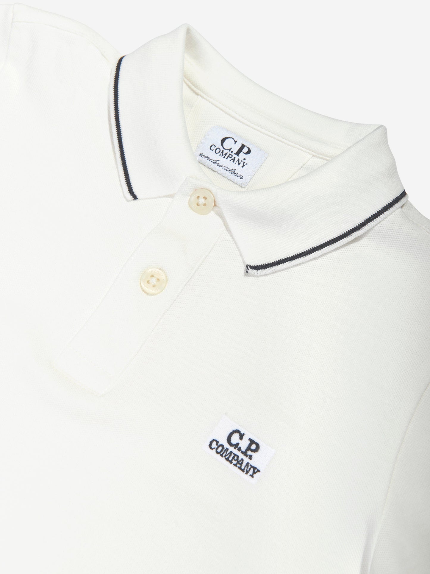 CP Company 男孩象牙色徽标 Polo 衫