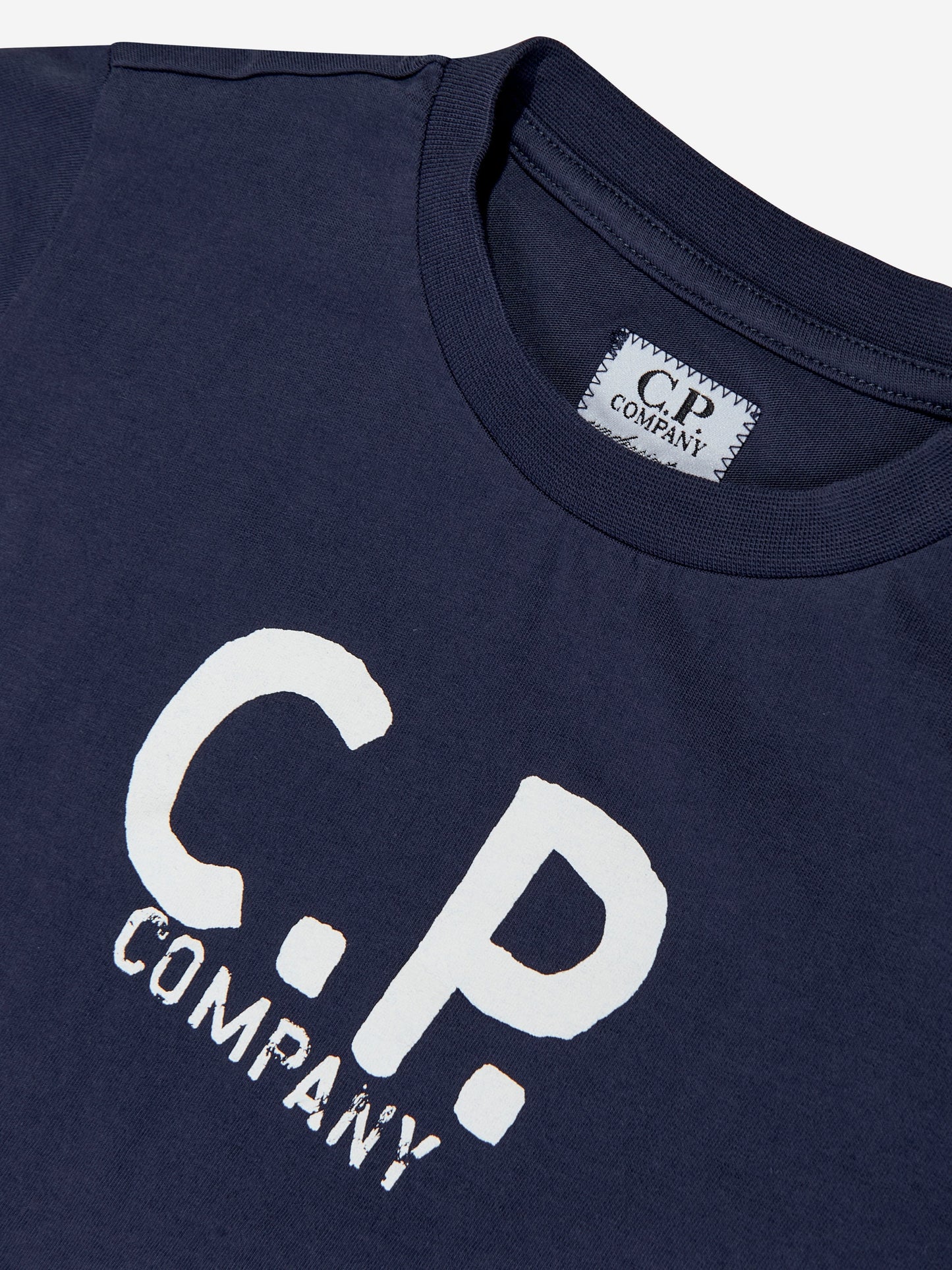 CP Company 男童海军蓝徽标 T 恤