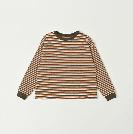 儿童橙色条纹棉T恤