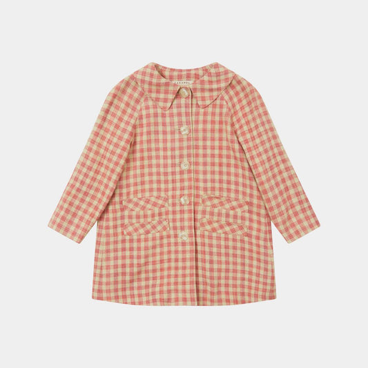 女童粉色格子外套