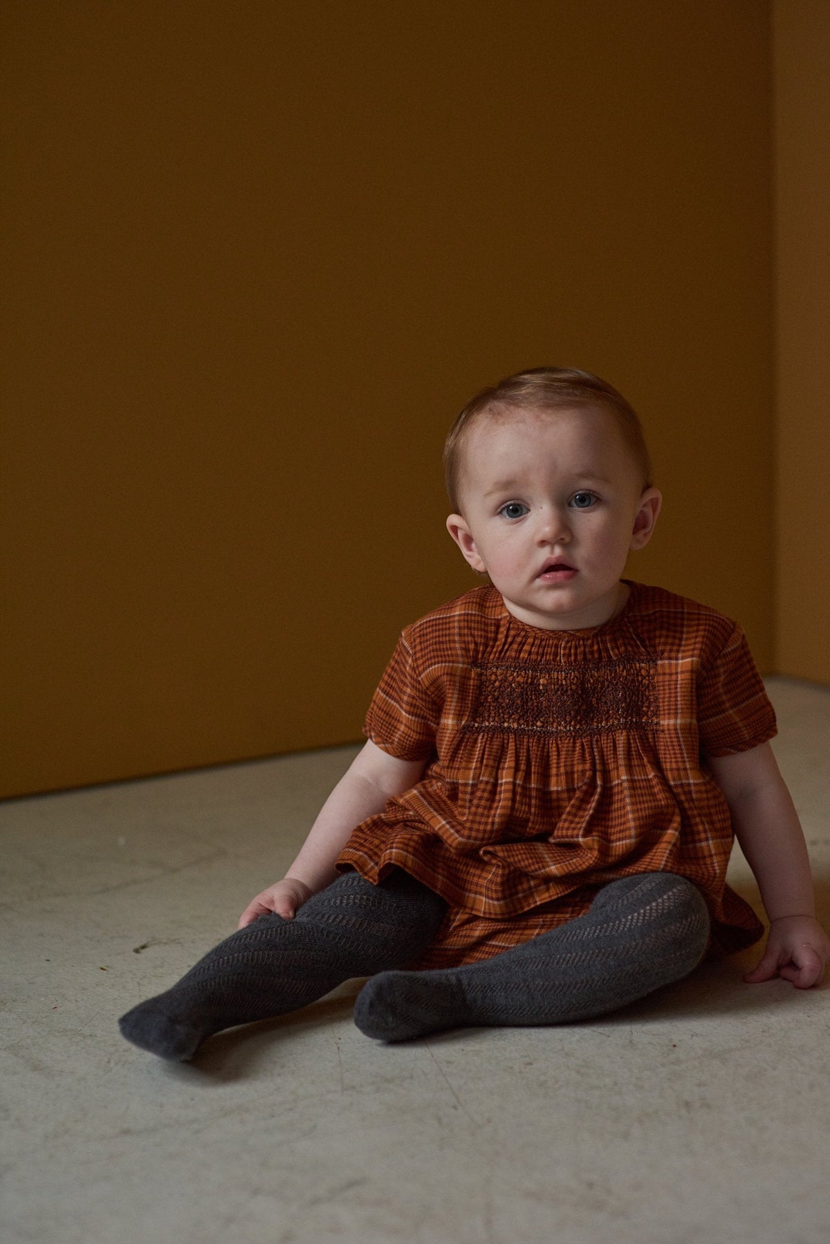 Baby Girls Orange Check Dove Tunic Set