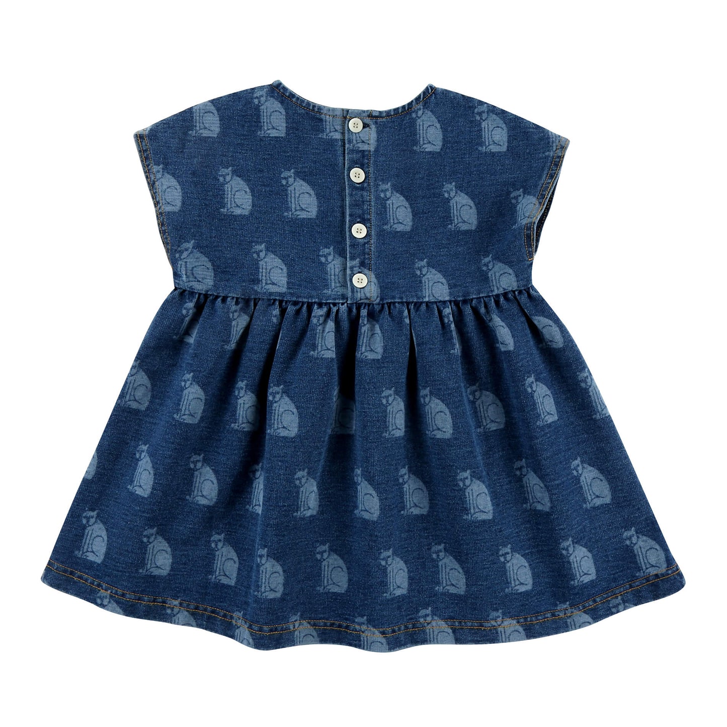Girls Navy Cat Denim T-Shirt
