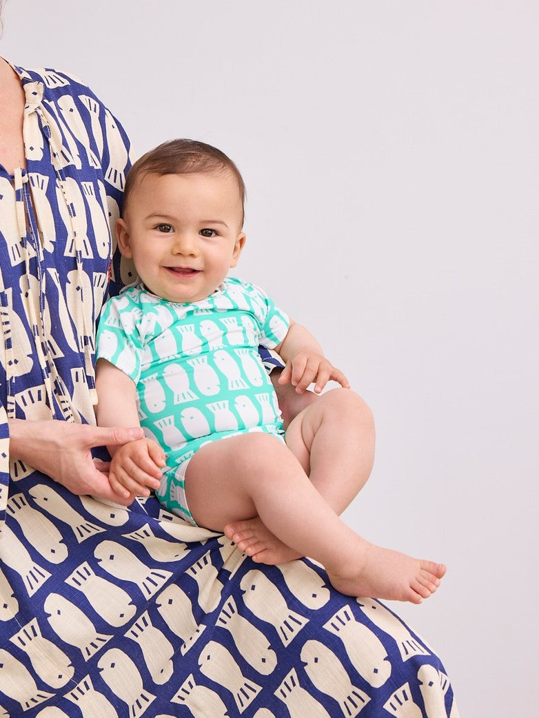 Lucky Fish all over square cut swim shorts