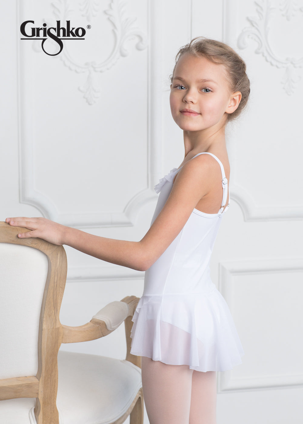 女童白色芭蕾舞连体衣