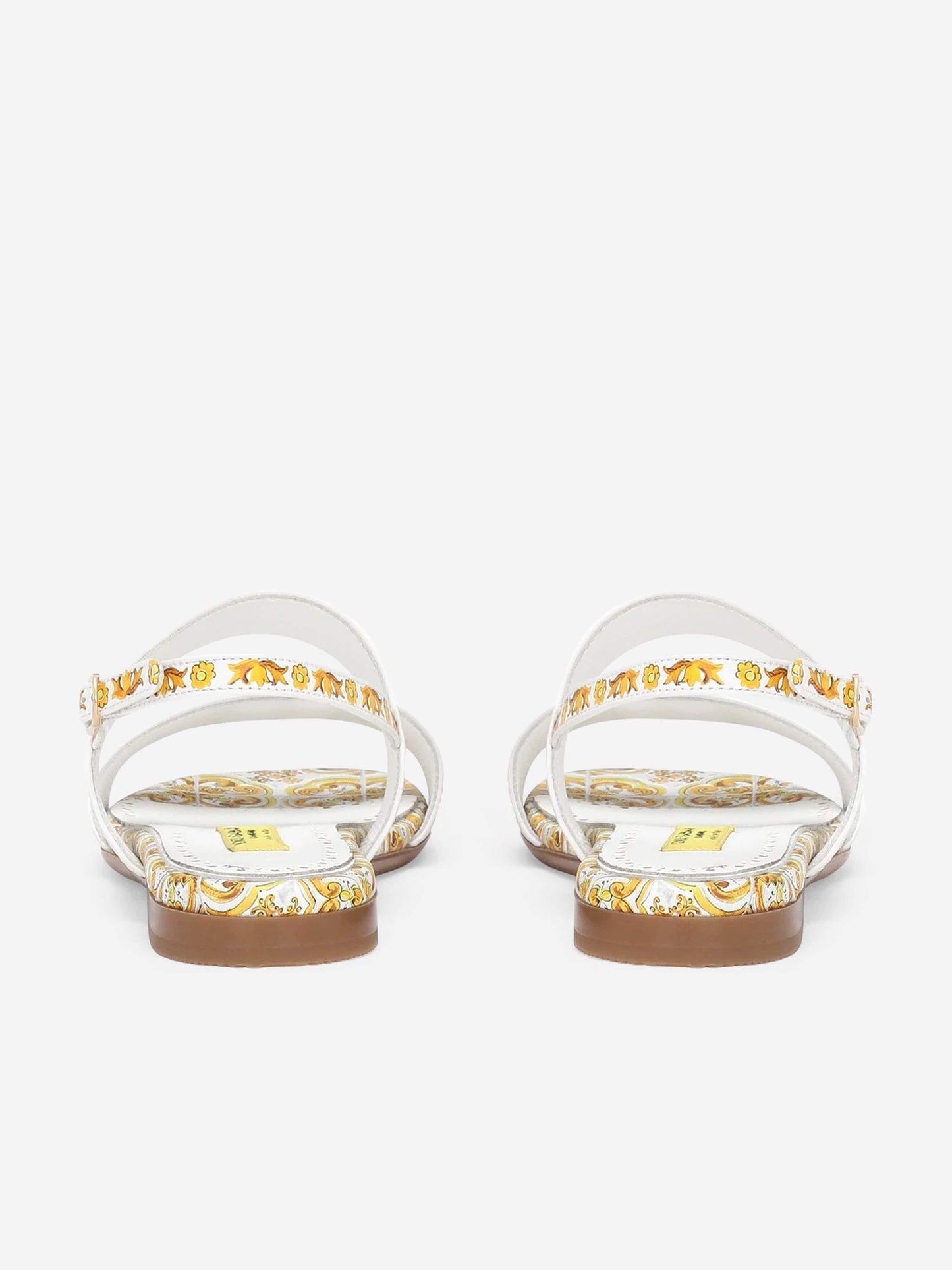 Dolce & Gabbana 女童黄色 Maiolica 皮革凉鞋