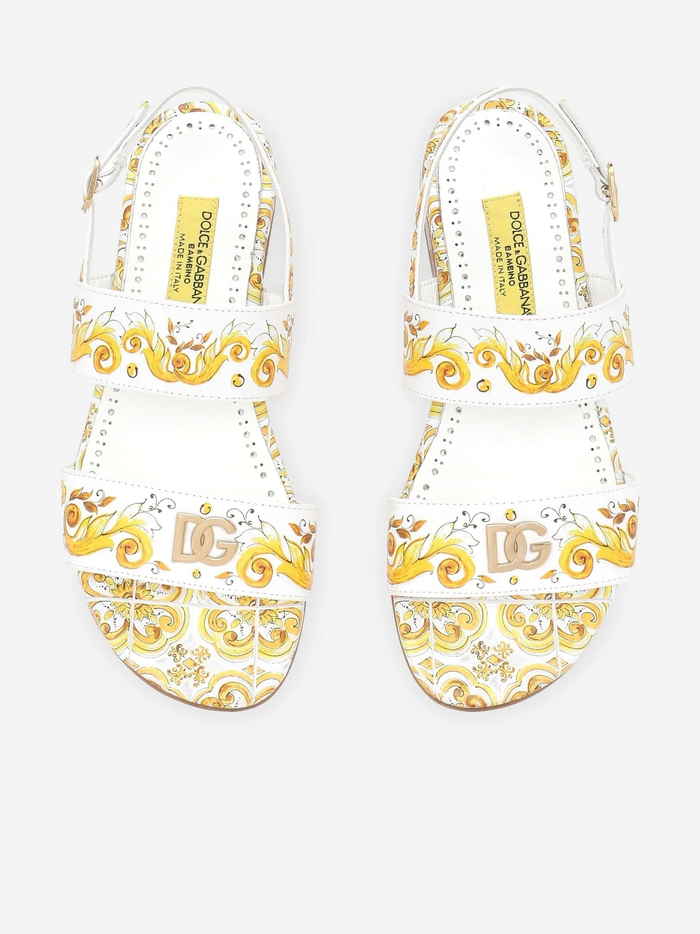 Dolce & Gabbana 女童黄色 Maiolica 皮革凉鞋