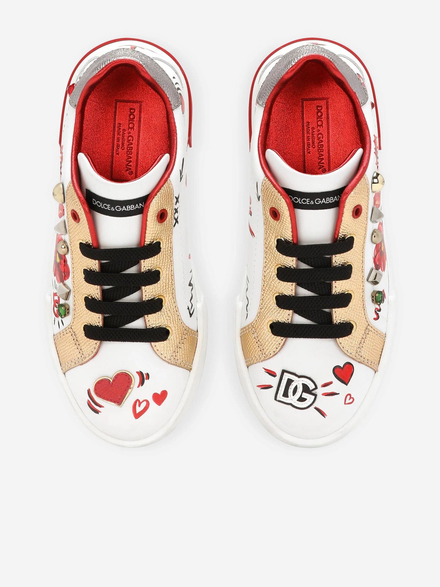 Dolce & Gabbana 女童白色郁金香皮革运动鞋