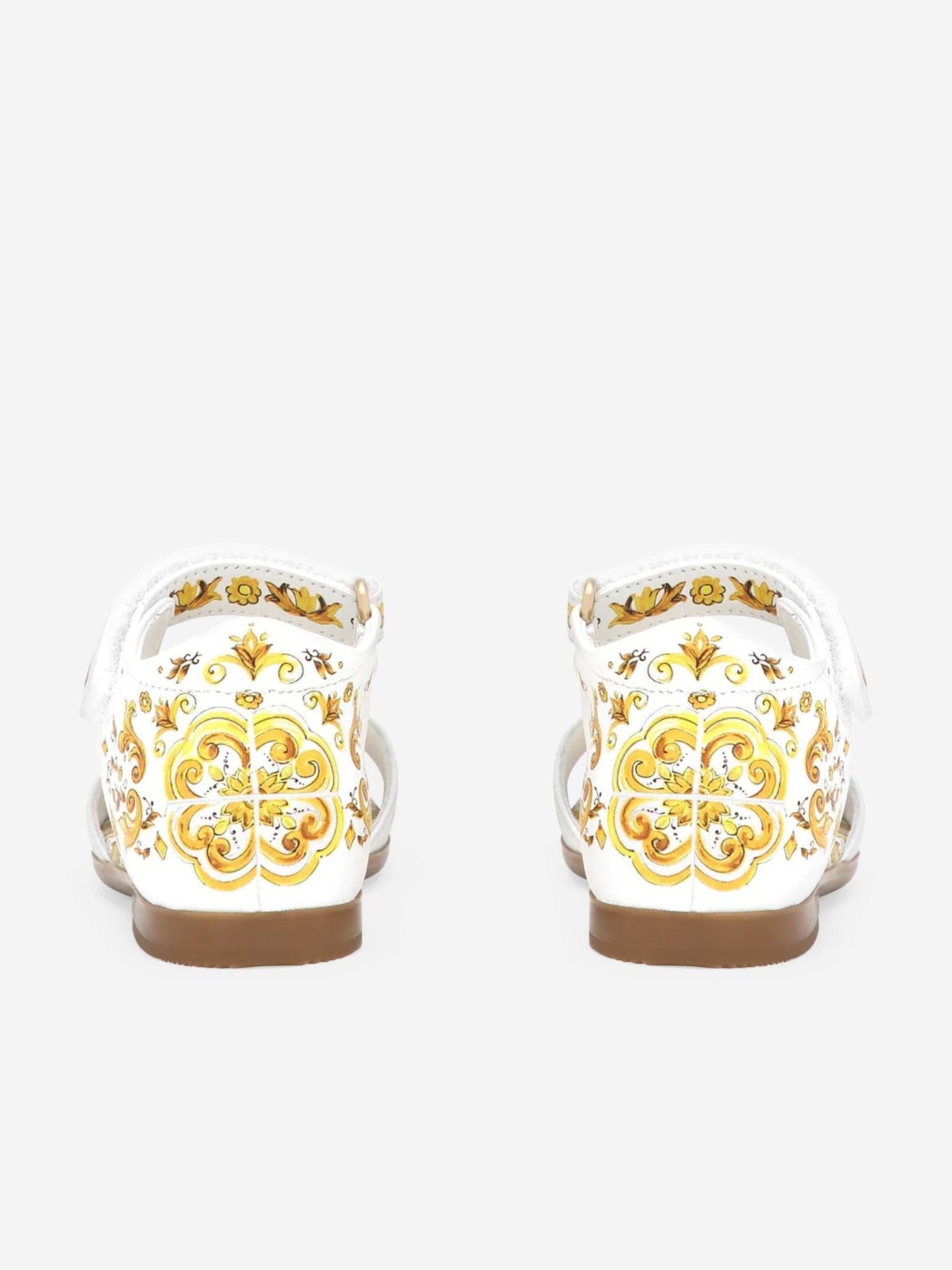 Dolce & Gabbana 女童黄色 Maiolica 皮革凉鞋