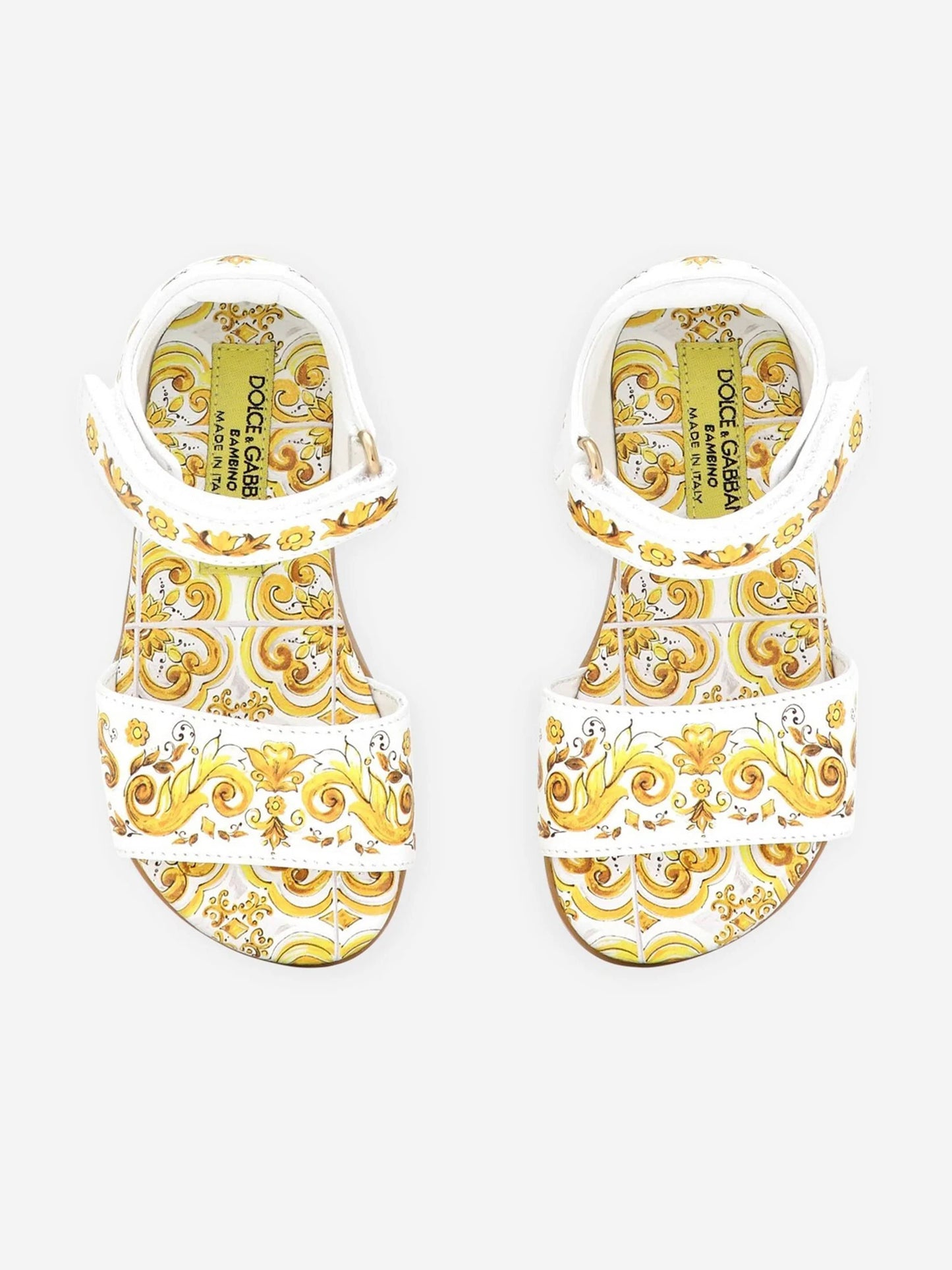 Dolce & Gabbana 女童黄色 Maiolica 皮革凉鞋