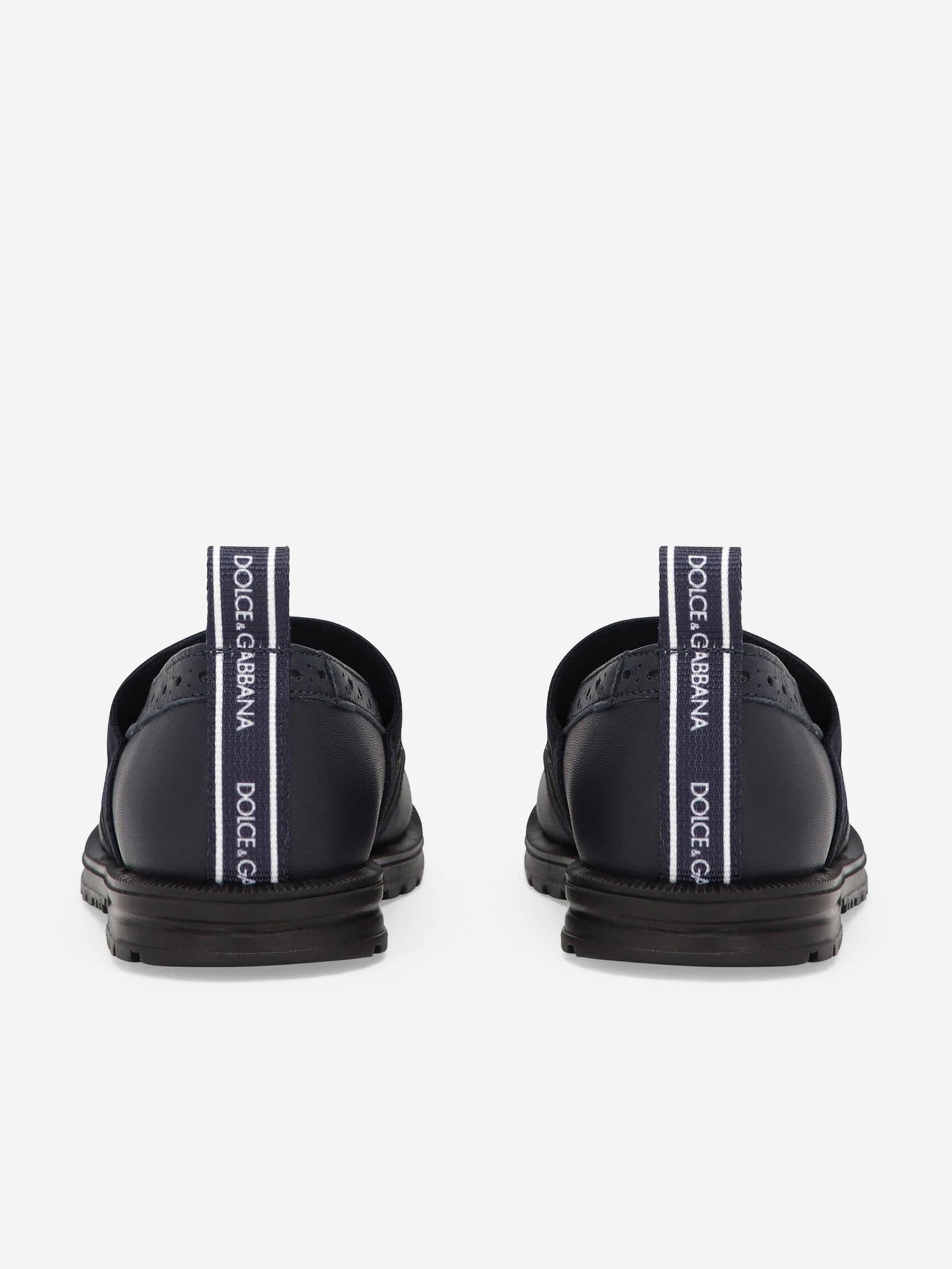 Dolce & Gabbana 女童蓝色皮革布洛克玛丽珍鞋